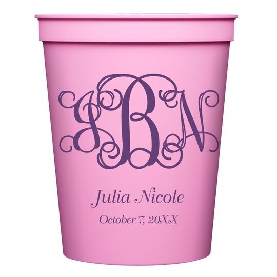 Vine Monogram with Text Stadium Cups