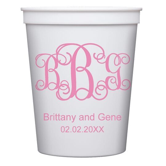 Vine Monogram with Text Stadium Cups