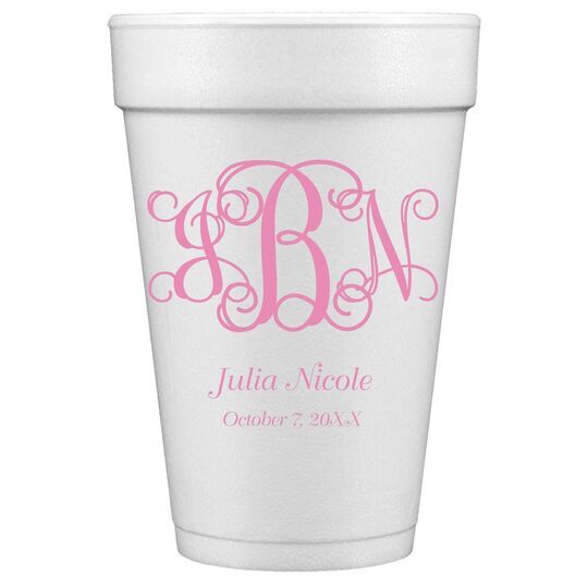 Vine Monogram with Text Styrofoam Cups
