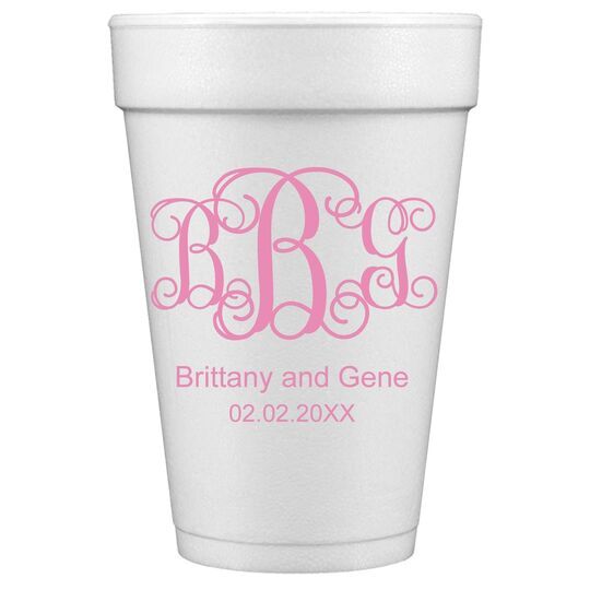 Vine Monogram with Text Styrofoam Cups