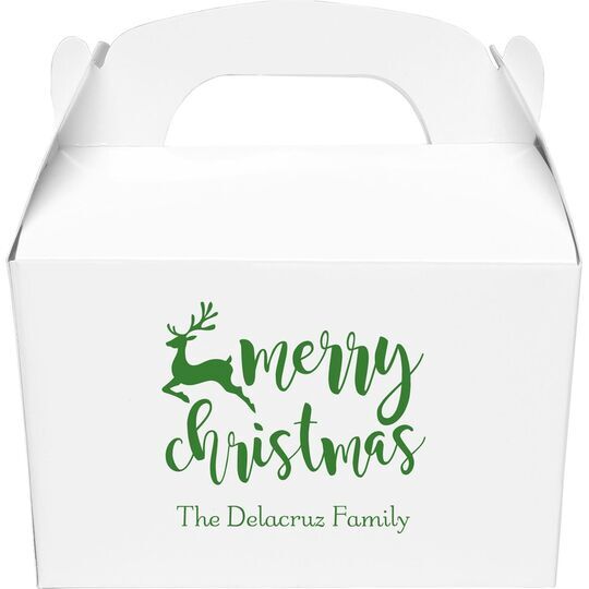 Merry Christmas Reindeer Gable Favor Boxes