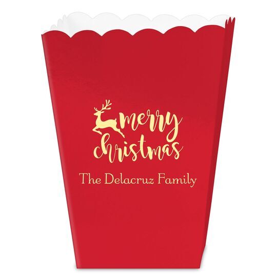 Merry Christmas Reindeer Mini Popcorn Boxes