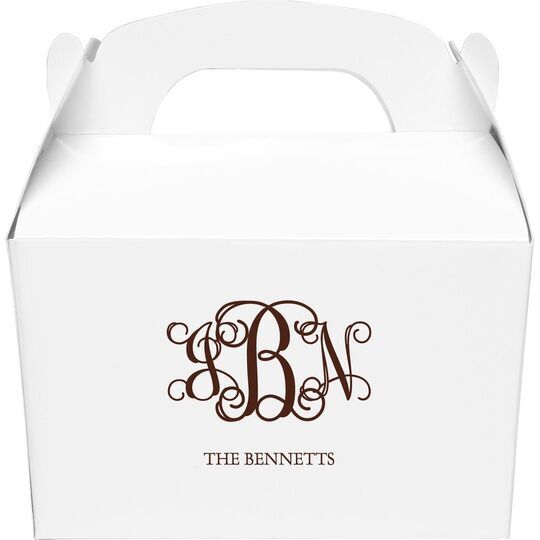 Vine Monogram with Text Gable Favor Boxes