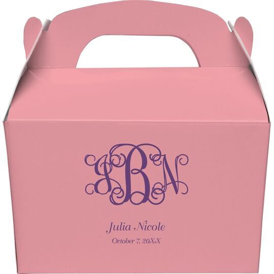 Vine Monogram with Text Gable Favor Boxes