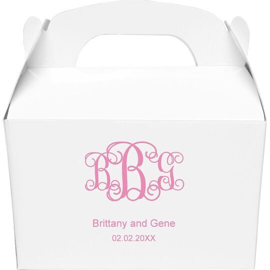 Vine Monogram with Text Gable Favor Boxes