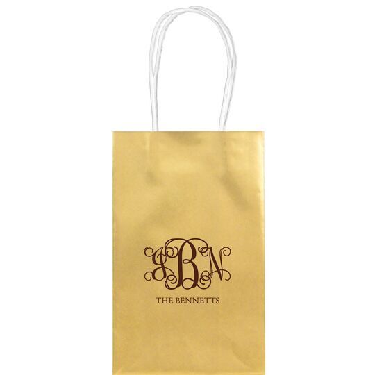 Vine Monogram with Text Medium Twisted Handled Bags