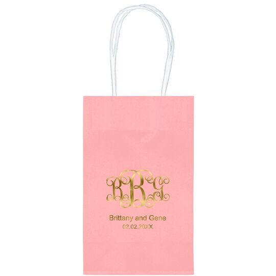 Vine Monogram with Text Medium Twisted Handled Bags