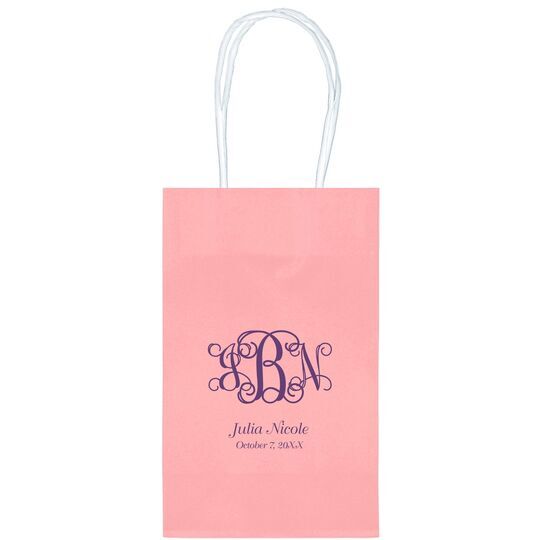 Vine Monogram with Text Medium Twisted Handled Bags