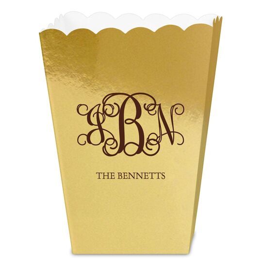 Vine Monogram with Text Mini Popcorn Boxes