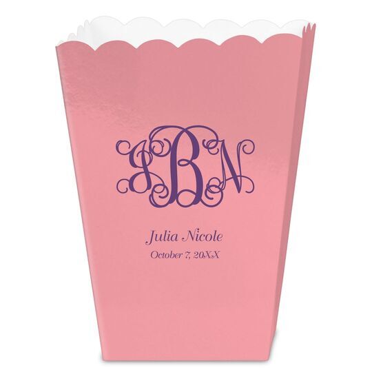 Vine Monogram with Text Mini Popcorn Boxes