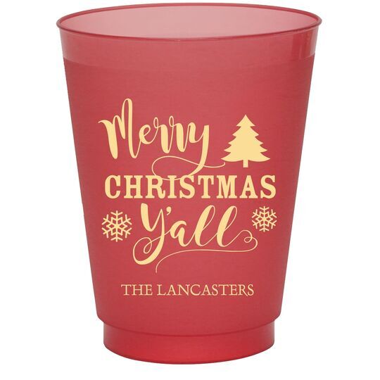 Merry Christmas Y'all Colored Shatterproof Cups