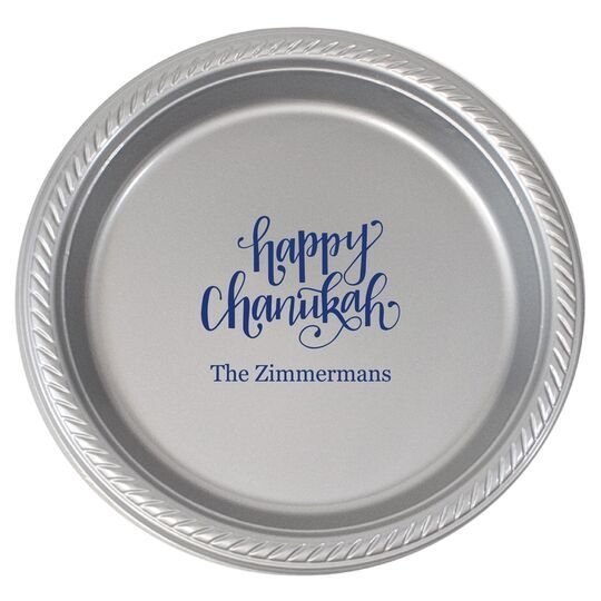 Hand Lettered Happy Chanukah Plastic Plates