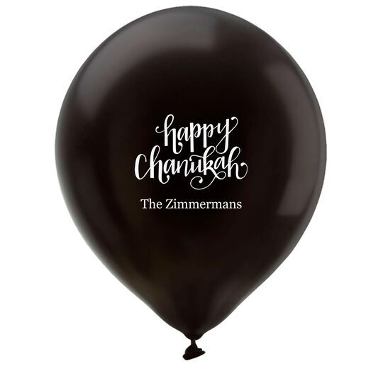 Hand Lettered Happy Chanukah Latex Balloons