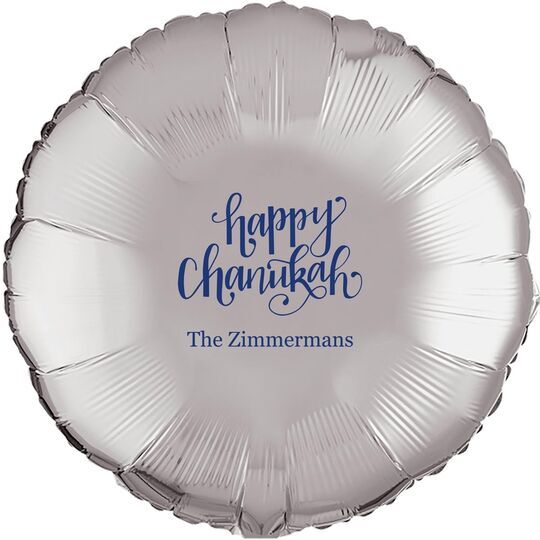 Hand Lettered Happy Chanukah Mylar Balloons
