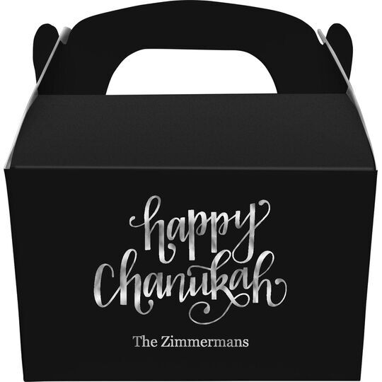 Hand Lettered Happy Chanukah Gable Favor Boxes