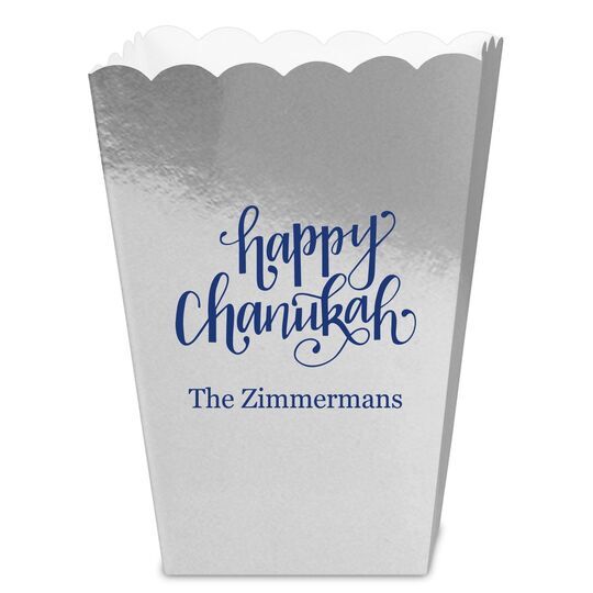 Hand Lettered Happy Chanukah Mini Popcorn Boxes