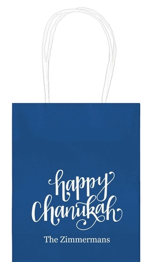Hand Lettered Happy Chanukah Mini Twisted Handled Bags