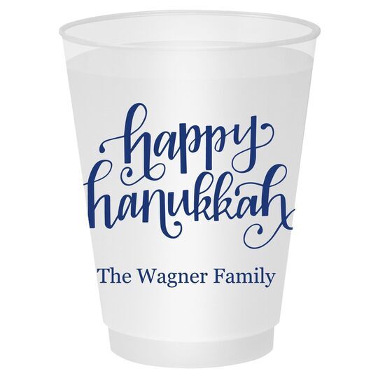 Hand Lettered Happy Hanukkah Shatterproof Cups