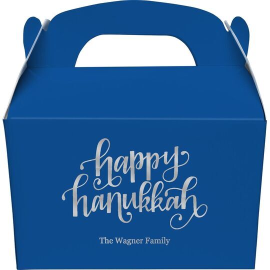 Hand Lettered Happy Hanukkah Gable Favor Boxes