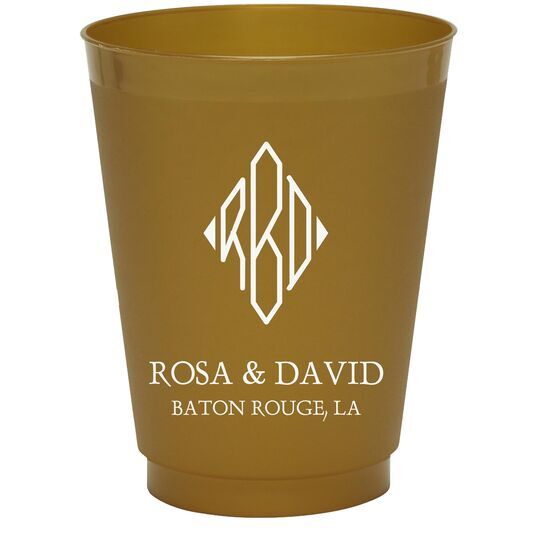 Shaped Diamond Monogram with Text Colored Shatterproof Cups