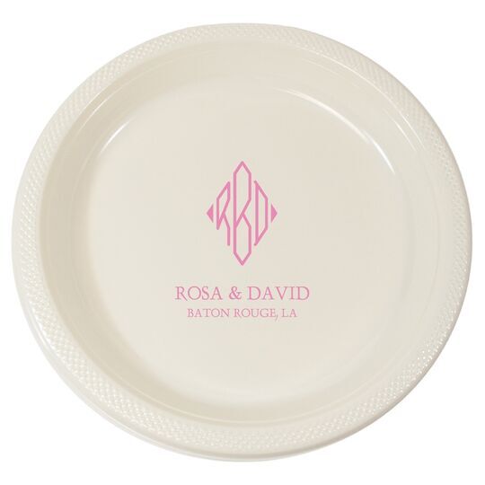 Shaped Diamond Monogram with Text Plastic Plates