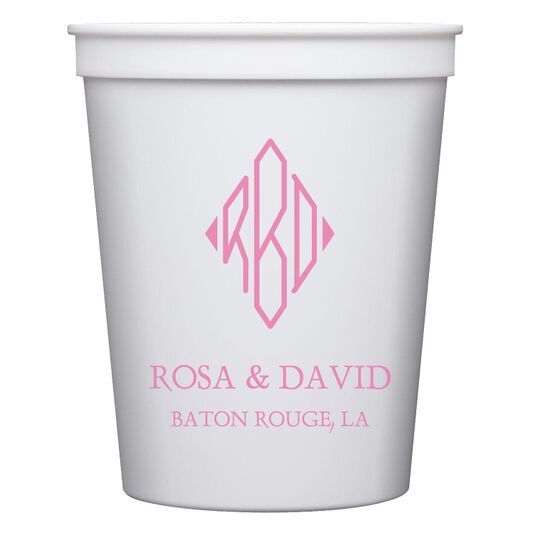 Shaped Diamond Monogram with Text Stadium Cups