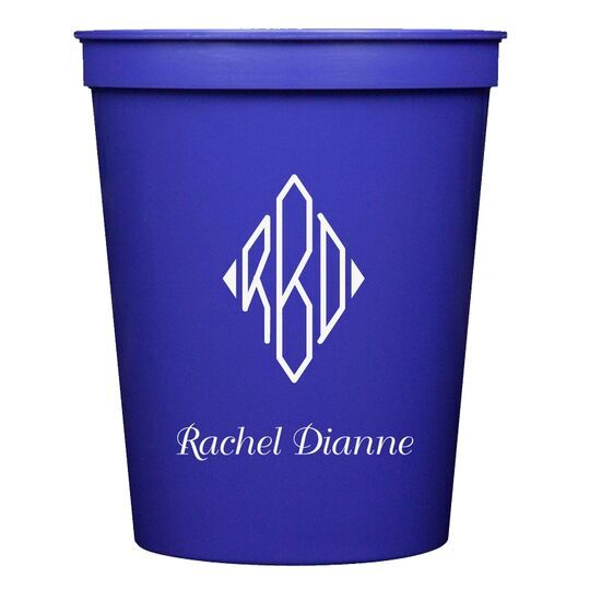 Shaped Diamond Monogram with Text Stadium Cups