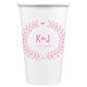 Laurel Wreath with Heart and Initials Paper Coffee Cups Image 1 of 3