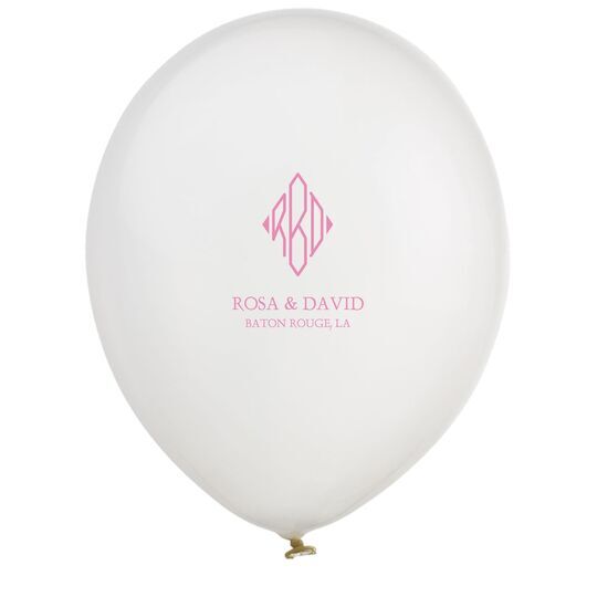 Shaped Diamond Monogram with Text Latex Balloons