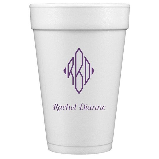 Shaped Diamond Monogram with Text Styrofoam Cups