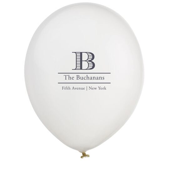 Striped Initial and Text Latex Balloons