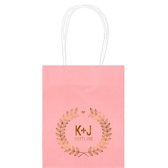 Laurel Wreath with Heart and Initials Mini Twisted Handled Bags