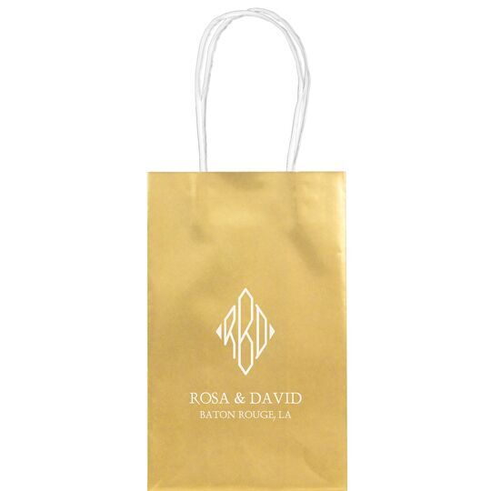 Shaped Diamond Monogram with Text Medium Twisted Handled Bags