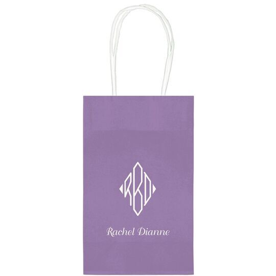 Shaped Diamond Monogram with Text Medium Twisted Handled Bags
