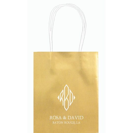 Shaped Diamond Monogram with Text Mini Twisted Handled Bags