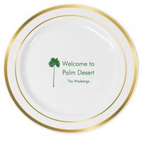 Palm Tree Silhouette Premium Banded Plastic Plates
