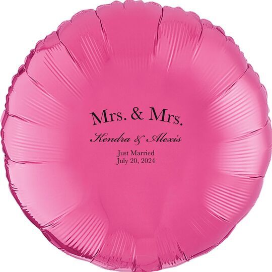 Mrs & Mrs Arched Mylar Balloons