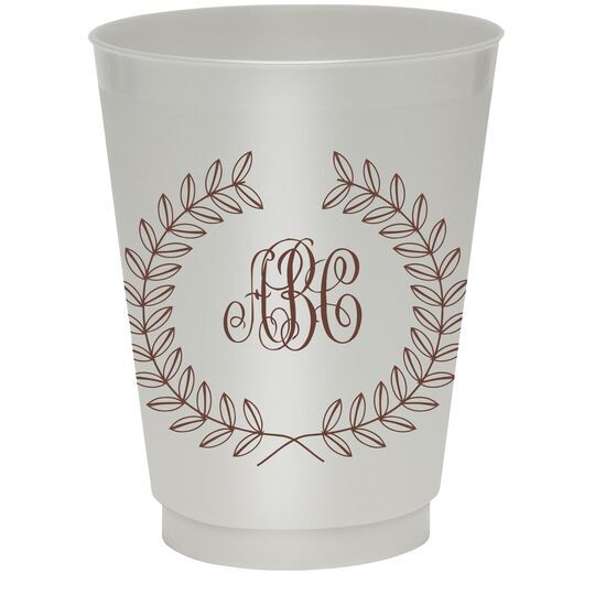 Renaissance Wreath with Monogram Colored Shatterproof Cups