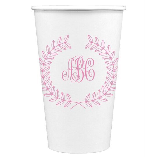 Renaissance Wreath with Monogram Paper Coffee Cups