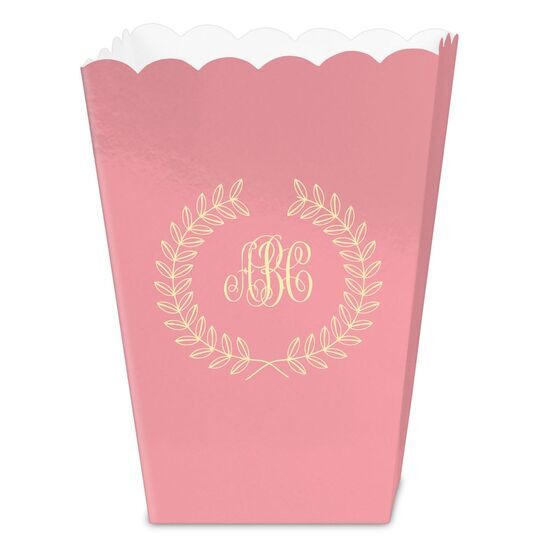 Renaissance Wreath with Monogram Mini Popcorn Boxes