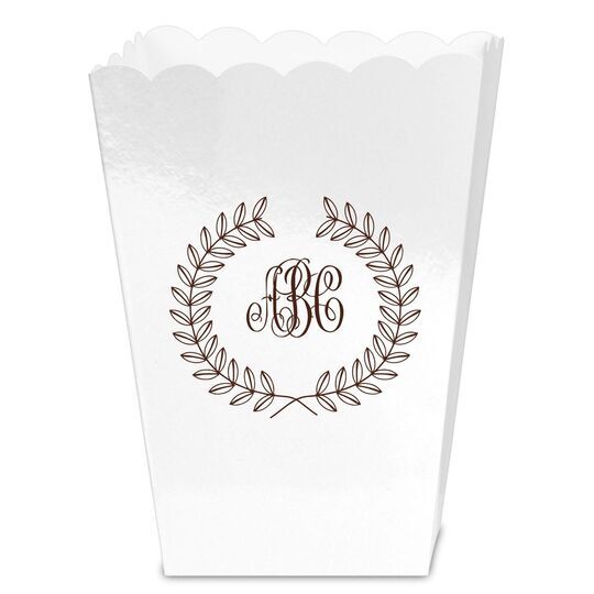 Renaissance Wreath with Monogram Mini Popcorn Boxes