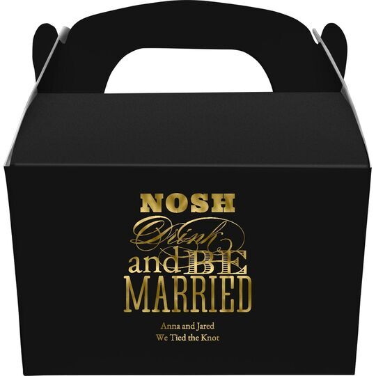 Nosh Drink and Be Married Gable Favor Boxes