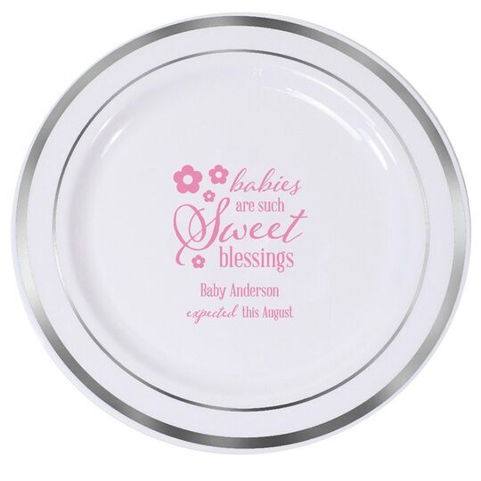 Sweet Blessings Premium Banded Plastic Plates