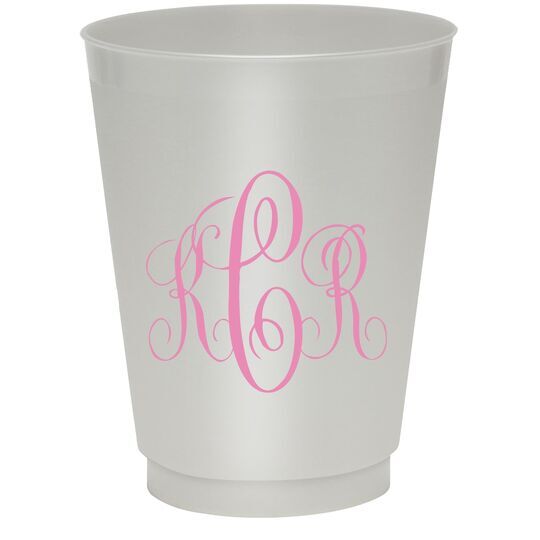 Interlocking Script Monogram with Small Initials Colored Shatterproof Cups