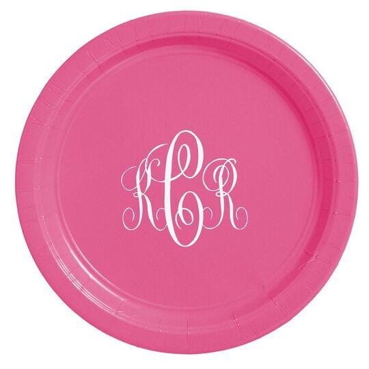 Interlocking Script Monogram with Small Initials Paper Plates