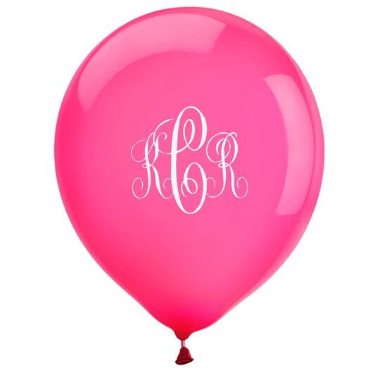 Interlocking Script Monogram with Small Initials Latex Balloons