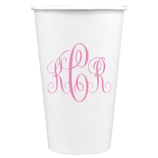 Interlocking Script Monogram with Small Initials Paper Coffee Cups