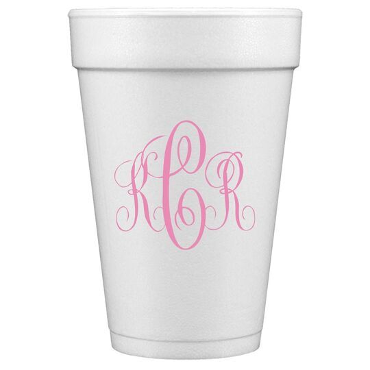 Interlocking Script Monogram with Small Initials Styrofoam Cups