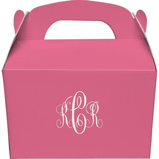 Interlocking Script Monogram with Small Initials Gable Favor Boxes