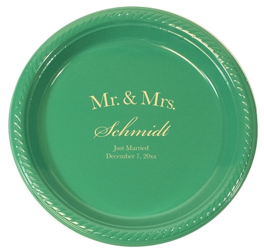 Mr  & Mrs Arched Plastic Plates